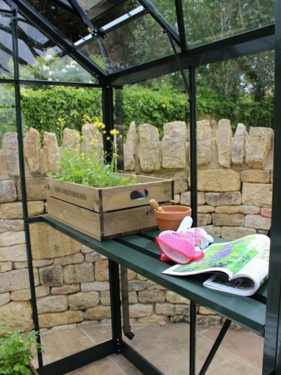 Halls Greenhouses Tuinkas Birdlip 44 - Groen Gecoat 3 Halls Greenhouses Tuinkas Birdlip 44 - Groen Gecoat - Afbeelding 3