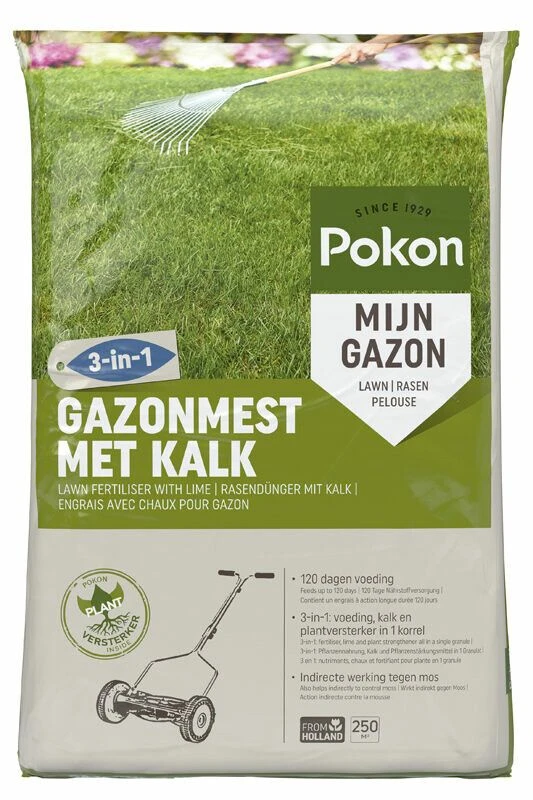 Pokon Gazonmest Met Kalk 3-in-1 1 Pokon Gazonmest Met Kalk 3-in-1