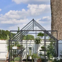 Halls Greenhouses Tuinkas Qube 88 - Zwart Gecoat -Boom Ziel Verkoop qube 88 3 8719214382247 tuinland