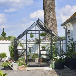 Halls Greenhouses Tuinkas Qube 88 - Zwart Gecoat -Boom Ziel Verkoop qube 88 5 8719214382247 tuinland