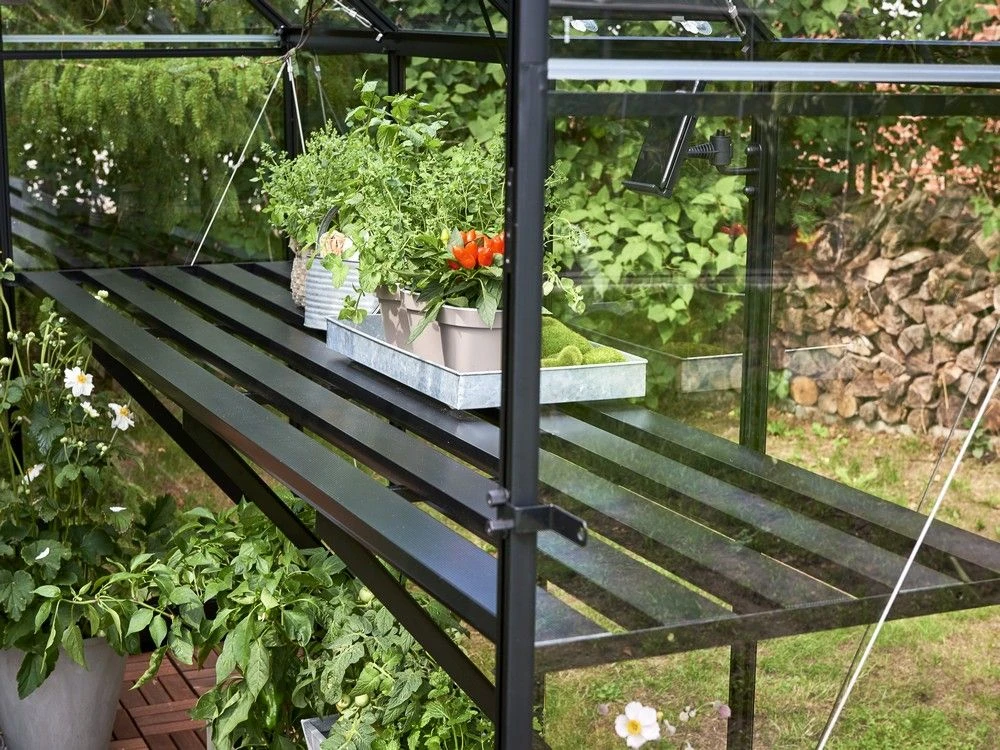 Halls Greenhouses Tafel Qube 106 -Geïntegreerd Zwart Gecoat 2 Halls Greenhouses Tafel Qube 106 -Geïntegreerd Zwart Gecoat - Afbeelding 2