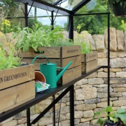 Halls Greenhouses Tafel Birdlip 84 - Geïntegreerd Zwart Gecoat -Boom Ziel Verkoop tafel birdlip 4 8718226339140 tuinland