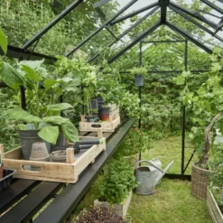 Halls Greenhouses Tafel Birdlip 44 - Zwart Gecoat